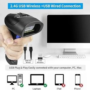 Wireless 1D 2D Barcode Scanner with Stand, NetumScan Portable Automatic QR Code
